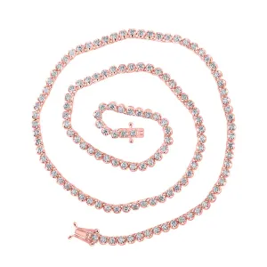 10kt Rose Gold Mens Round Diamond 16-inch Tennis Chain Necklace 4-3/8 Cttw