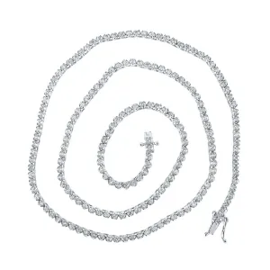 10kt White Gold Mens Round Diamond 18-inch Tennis Chain Necklace 3-1/4 Cttw