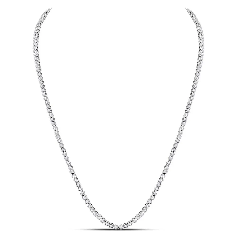 10kt White Gold Mens Round Diamond 22-inch Tennis Chain Necklace 10 Cttw