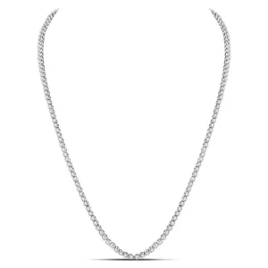 10kt White Gold Mens Round Diamond 22-inch Tennis Chain Necklace 10 Cttw