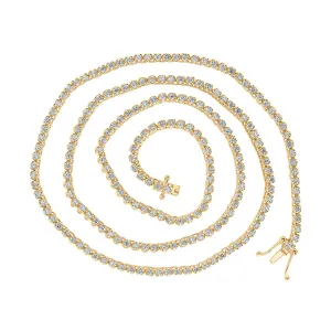 14kt Yellow Gold Mens Round Diamond 20-inch Tennis Chain Necklace 3-5/8 Cttw