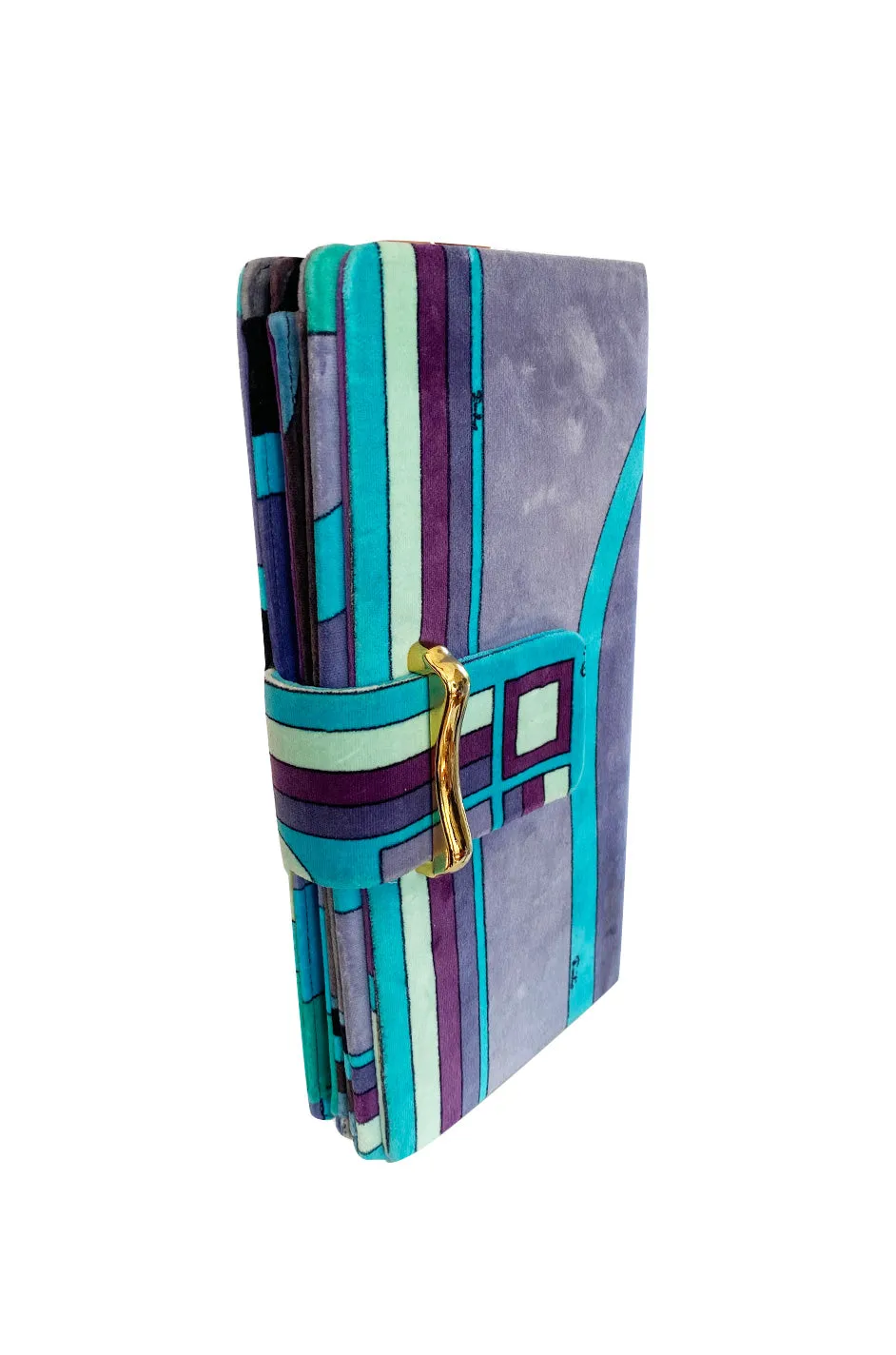 1970s Emilio Pucci Large Convertible Velvet Print Clutch Bag