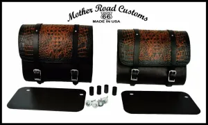 2015-2024 Indian Scout Saddle Bags Mounting Hardware Ant Brn Alligator Leather