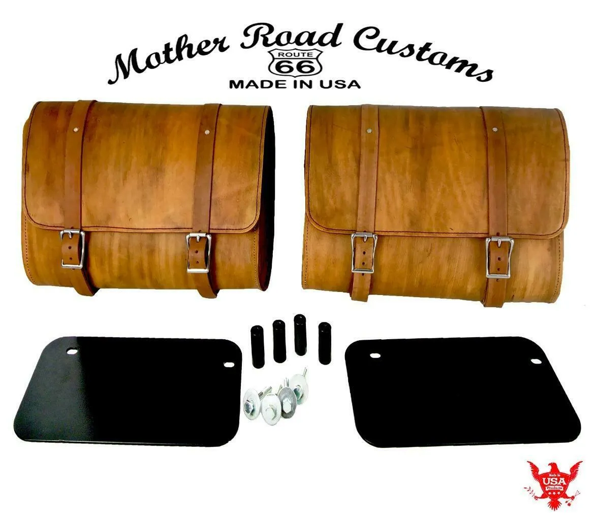 2015-2024 Indian Scout Saddle Bags Mounting Hardware Gel Tan Top Grain Leather