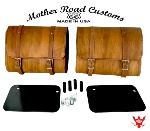 2015-2024 Indian Scout Saddle Bags Mounting Hardware Gel Tan Top Grain Leather