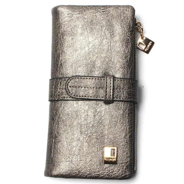 2020 New Fashion Women Wallets Drawstring Nubuck Leather Zipper Wallet Women's Long Design Purse Two Fold More Color Clutch
