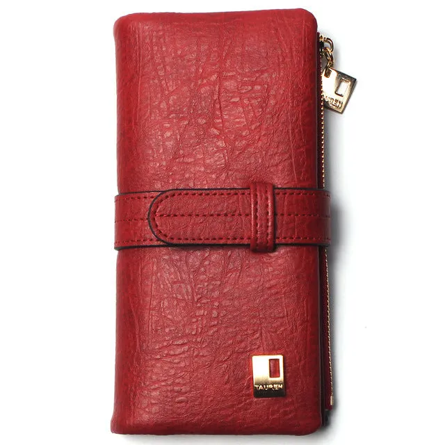 2020 New Fashion Women Wallets Drawstring Nubuck Leather Zipper Wallet Women's Long Design Purse Two Fold More Color Clutch
