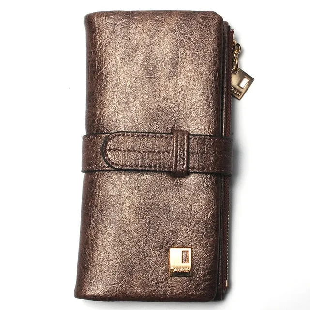 2020 New Fashion Women Wallets Drawstring Nubuck Leather Zipper Wallet Women's Long Design Purse Two Fold More Color Clutch