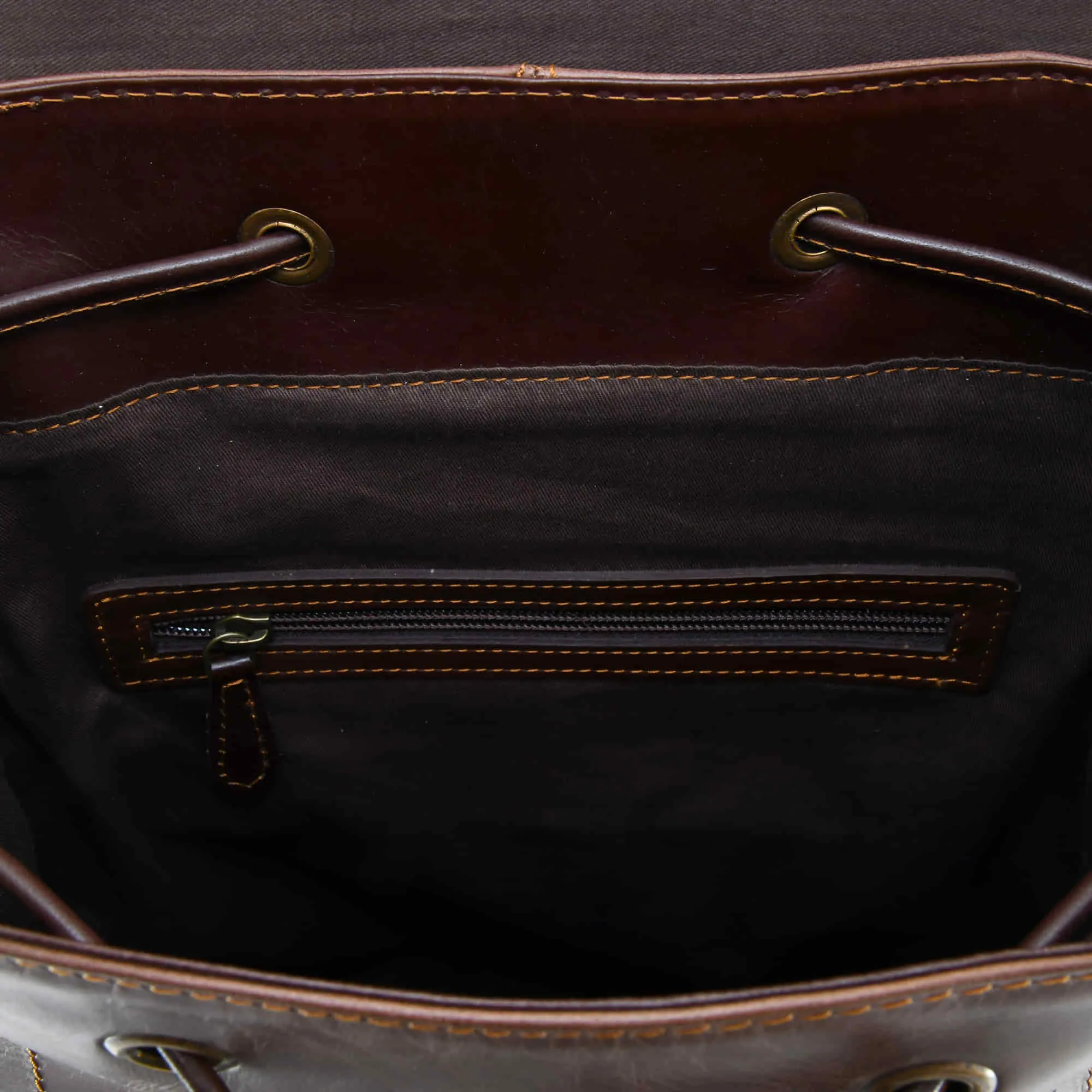 392152 Tall Backpack in Full Grain Leather with 1 Front Pocket | Light & Dark Brown Combination | Style n Craft