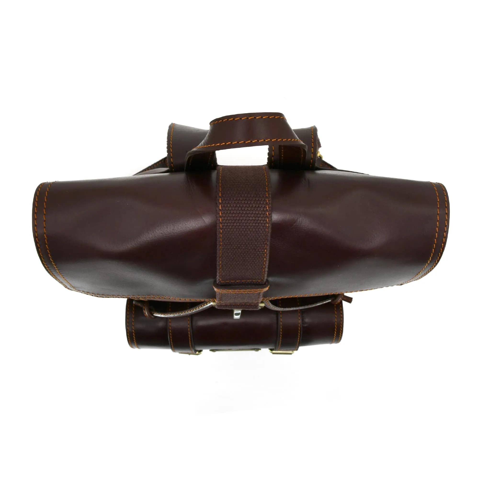 392152 Tall Backpack in Full Grain Leather with 1 Front Pocket | Light & Dark Brown Combination | Style n Craft
