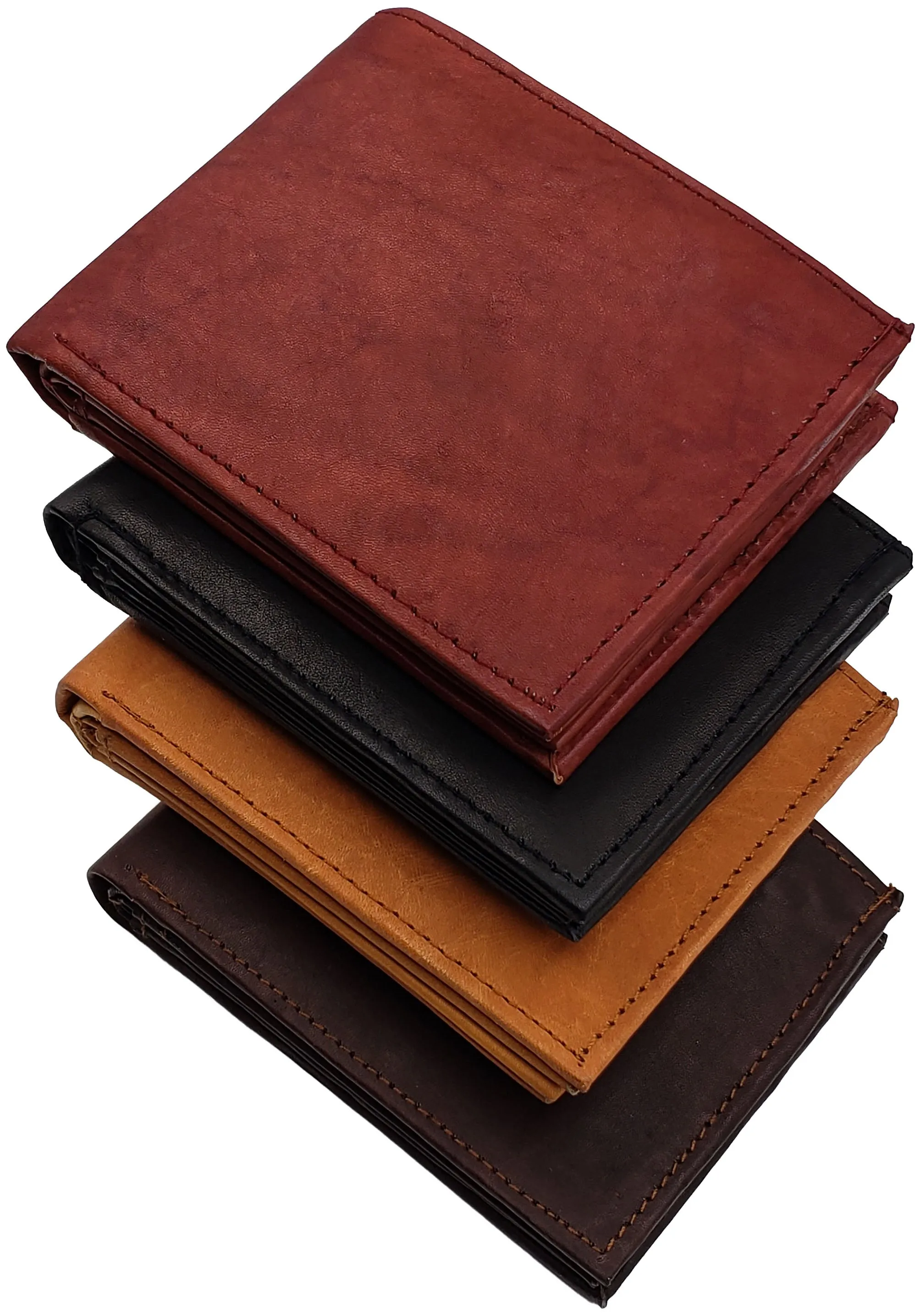 AG Wallets Mens 3 ID Wallet Cowhide Leather Bifold Multi Card Holder