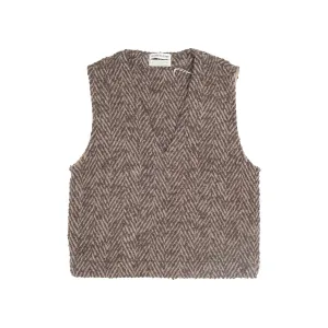Ayavi Vest in Bold Brown Herringbone