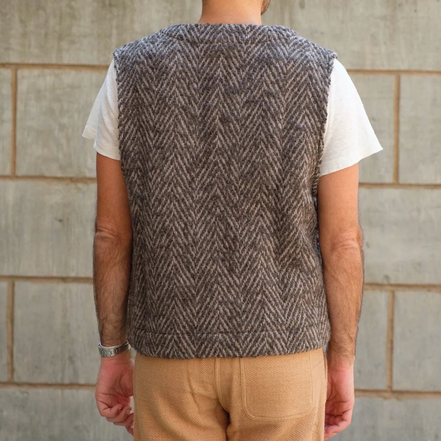 Ayavi Vest in Bold Brown Herringbone