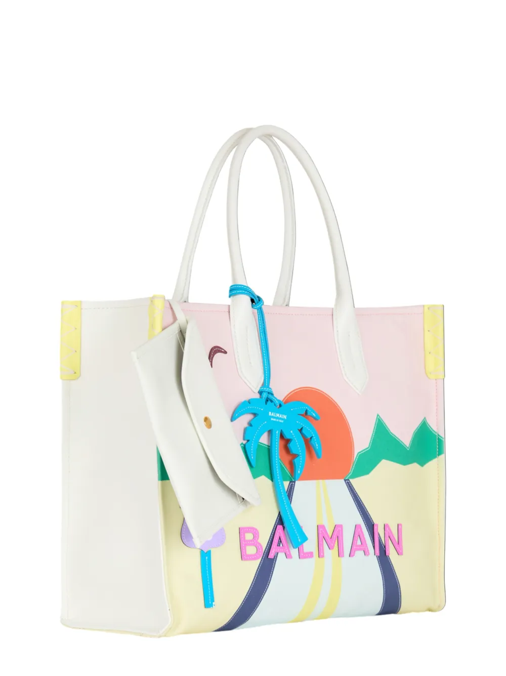 Balmain B-Army Shopper Med-Calf Patch Postcard in Multi