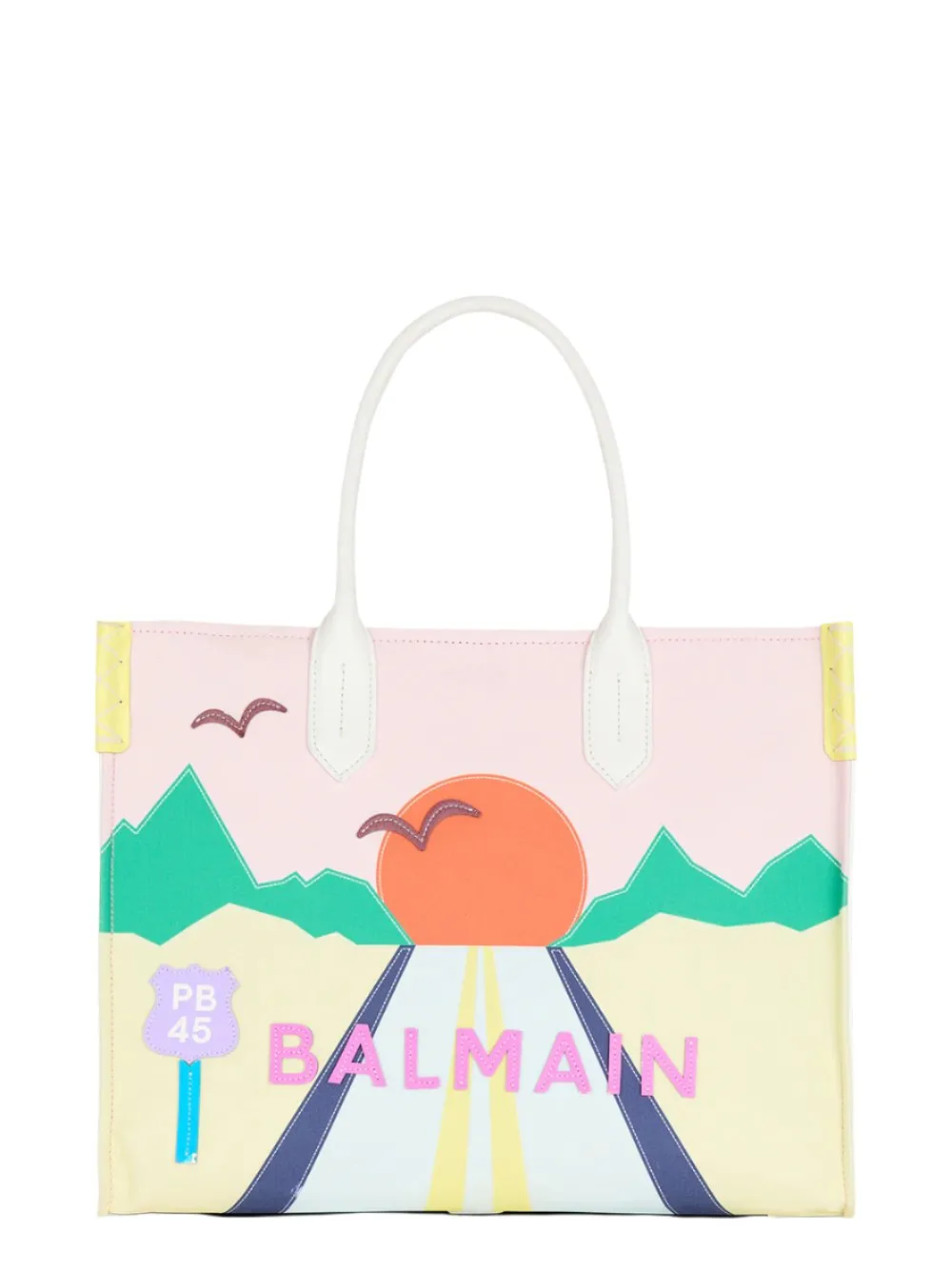 Balmain B-Army Shopper Med-Calf Patch Postcard in Multi
