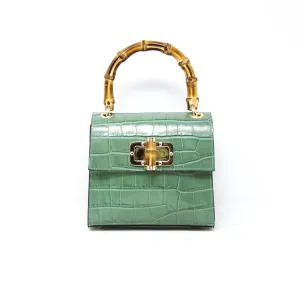 Bamboo Handle Leather Handbag  GF1922