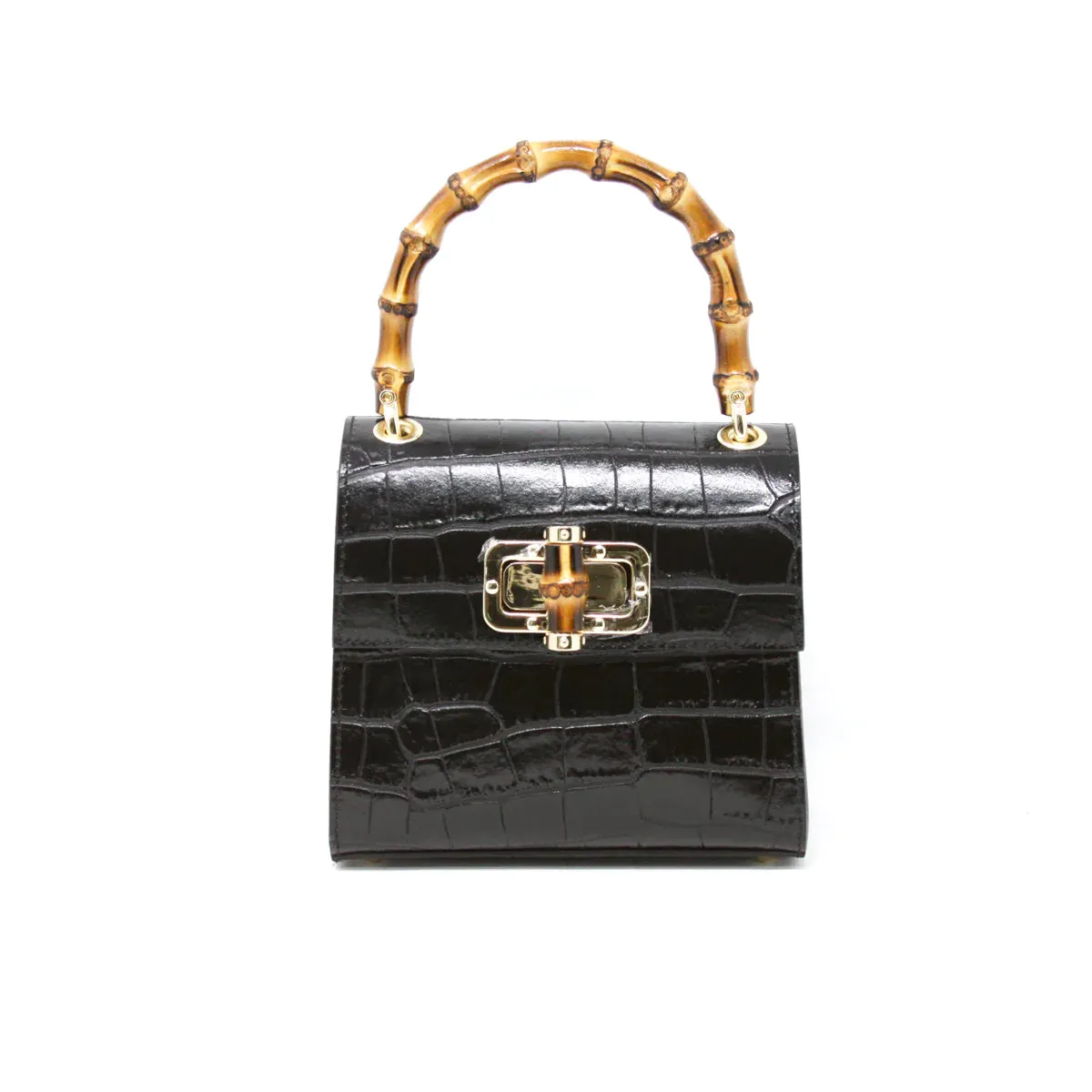 Bamboo Handle Leather Handbag  GF1922