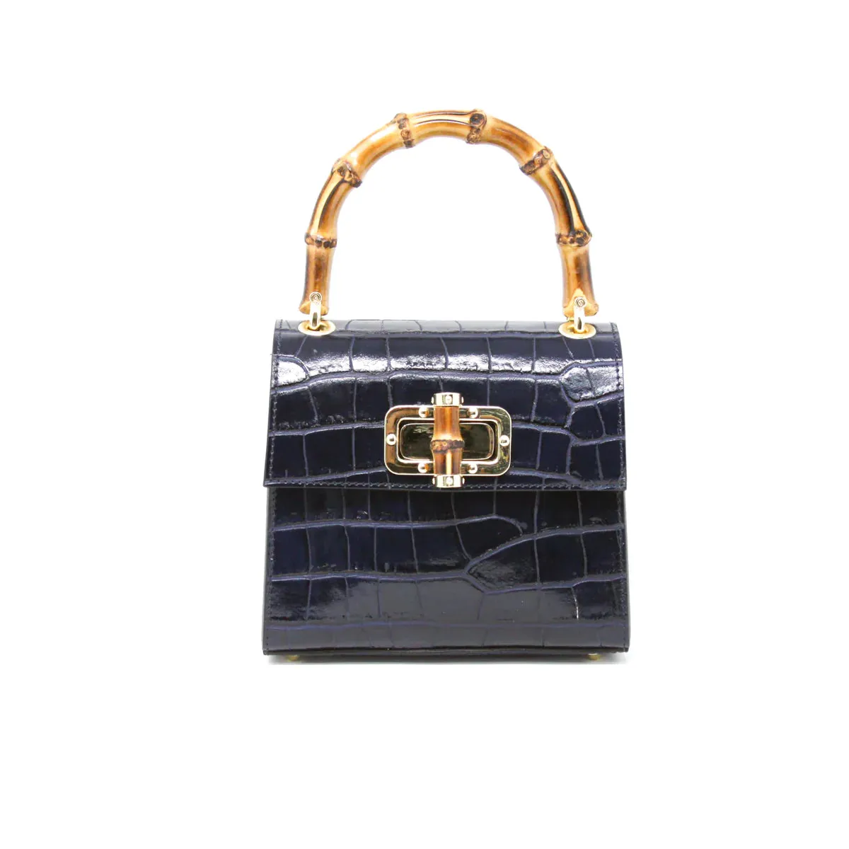 Bamboo Handle Leather Handbag  GF1922