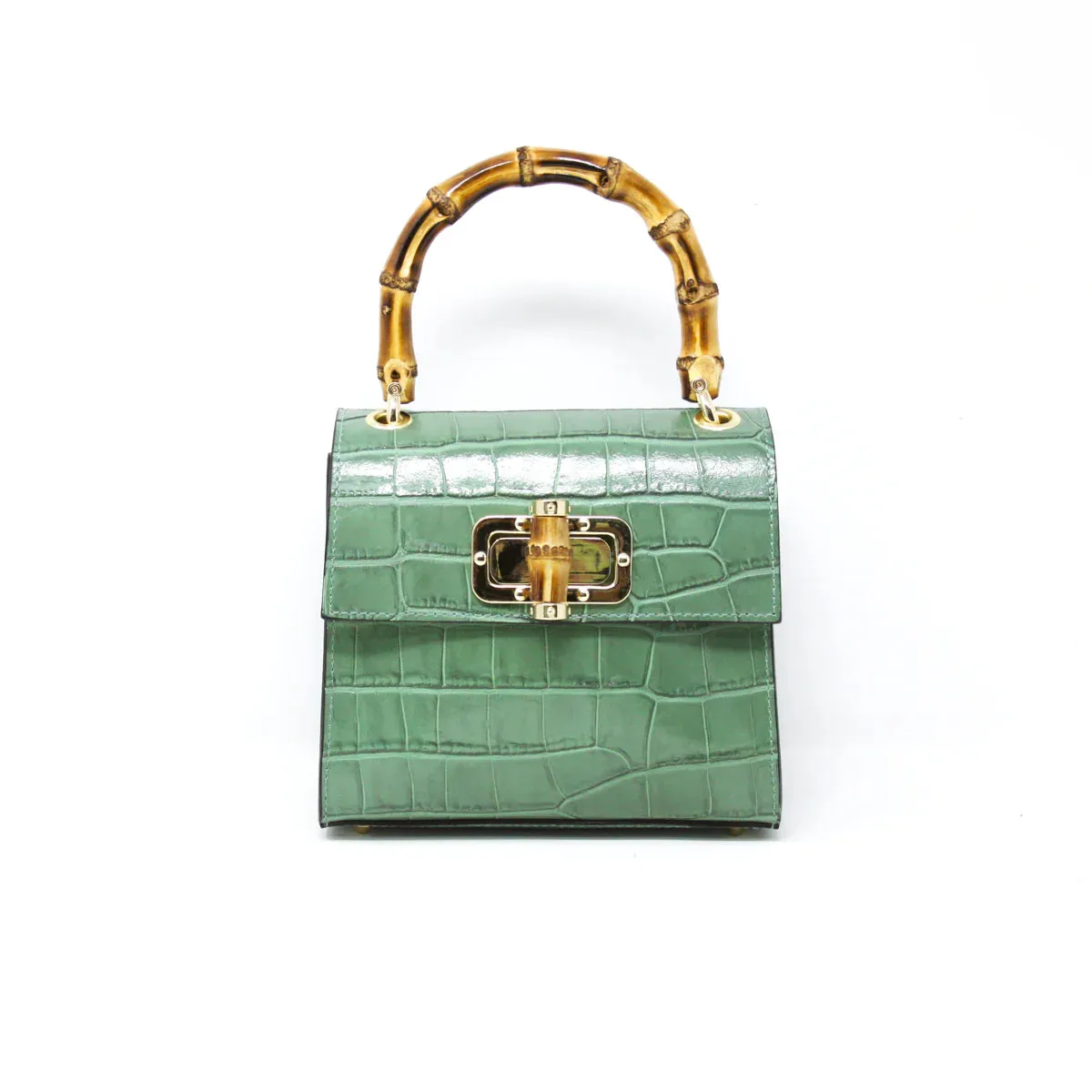 Bamboo Handle Leather Handbag  GF1922
