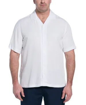Big & Tall Solid Textured Cuban Collar Shirt