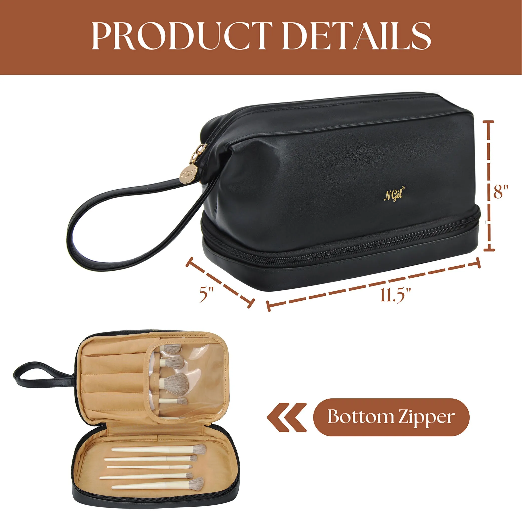 Black NGIL Faux Leather Cosmetic Bag