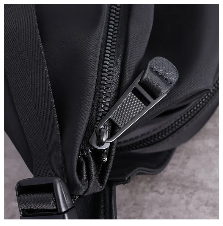 Black Nylon Sling Bag Mens Waterproof Sling Pack Black Nylon Crossbody Backpack Nylon Sling Bags for Ladies