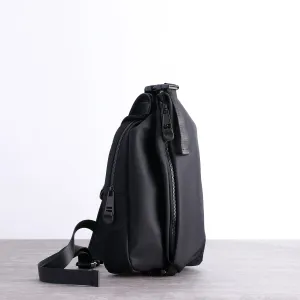 Black Nylon Sling Bag Mens Waterproof Sling Pack Black Nylon Crossbody Backpack Nylon Sling Bags for Ladies