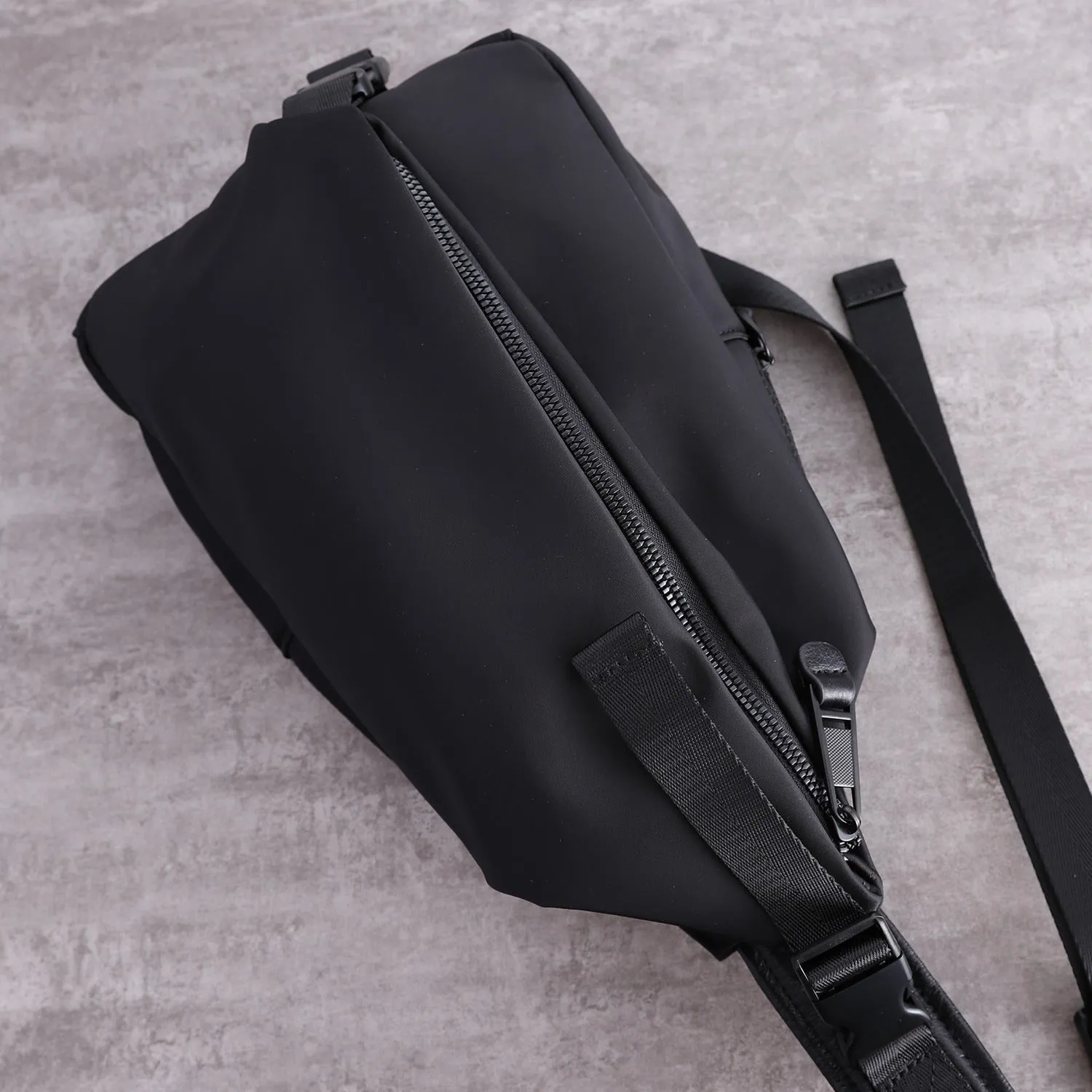 Black Nylon Sling Bag Mens Waterproof Sling Pack Black Nylon Crossbody Backpack Nylon Sling Bags for Ladies
