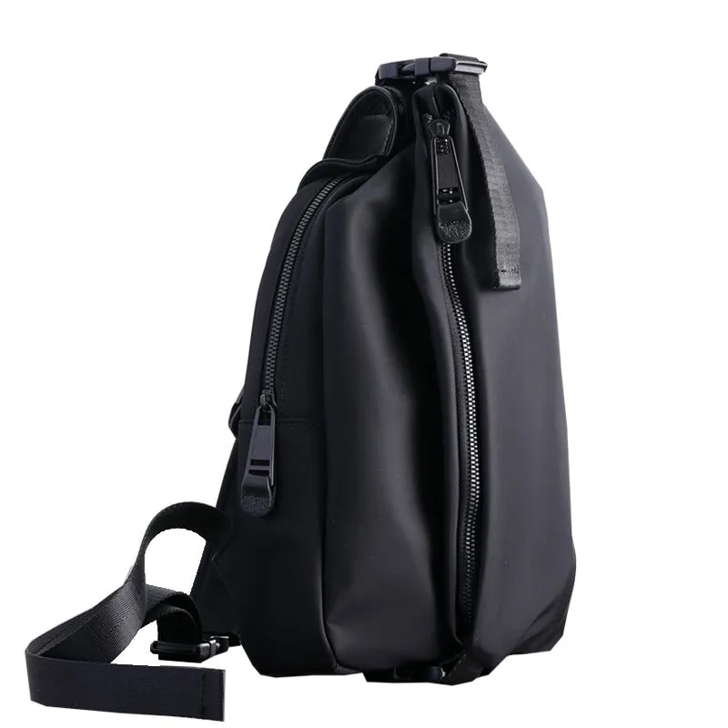 Black Nylon Sling Bag Mens Waterproof Sling Pack Black Nylon Crossbody Backpack Nylon Sling Bags for Ladies