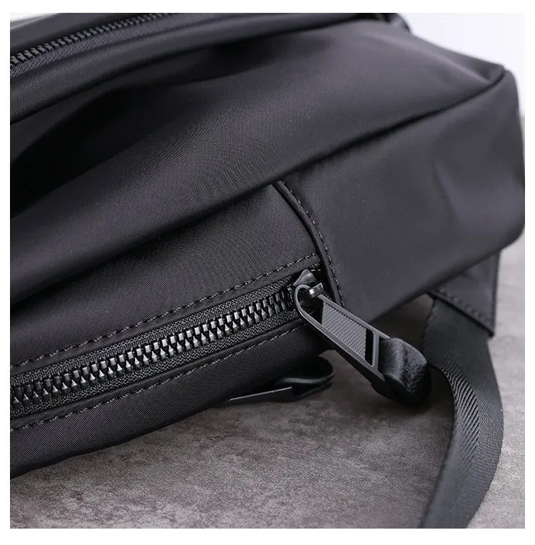 Black Nylon Sling Bag Mens Waterproof Sling Pack Black Nylon Crossbody Backpack Nylon Sling Bags for Ladies