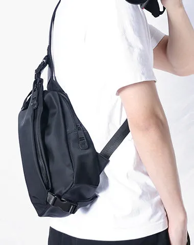 Black Nylon Sling Bag Mens Waterproof Sling Pack Black Nylon Crossbody Backpack Nylon Sling Bags for Ladies