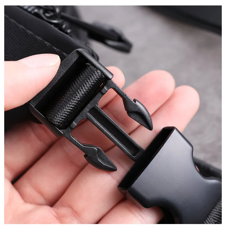 Black Nylon Sling Bag Mens Waterproof Sling Pack Black Nylon Crossbody Backpack Nylon Sling Bags for Ladies