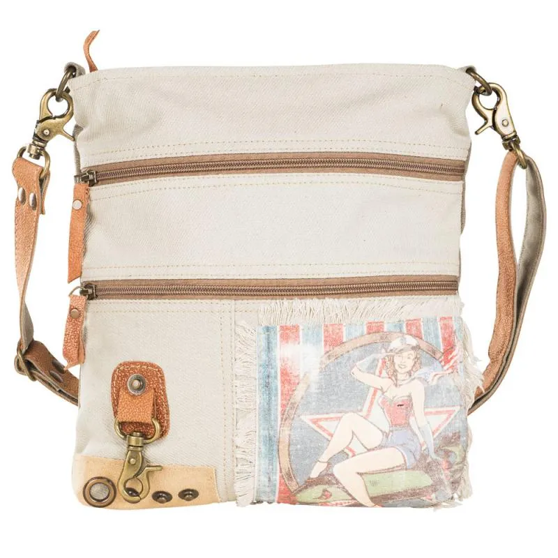 Bomber Pin Up Double Zipper Shoulder Bag