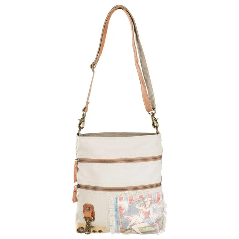 Bomber Pin Up Double Zipper Shoulder Bag