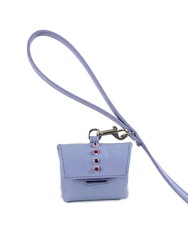 Brie Leather Poop Bag Holder with Single Row Austrian Crystals
