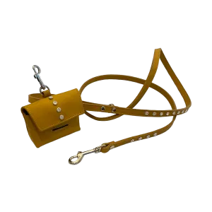 Brie Leather Poop Bag Holder with Single Row Austrian Crystals