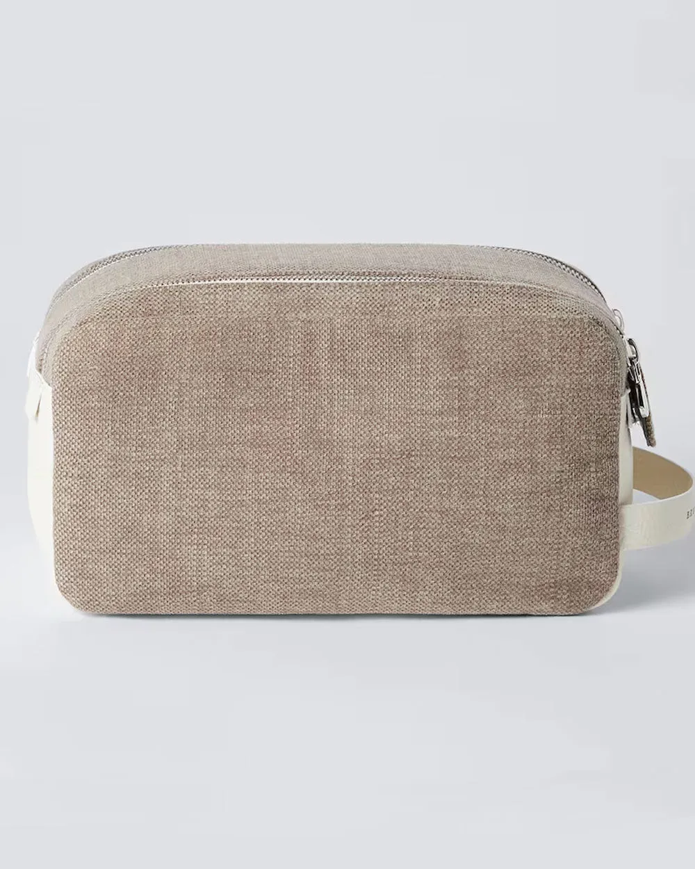 Brown and Cream Canvas and Grained Calfskin Leather Dopp Kit