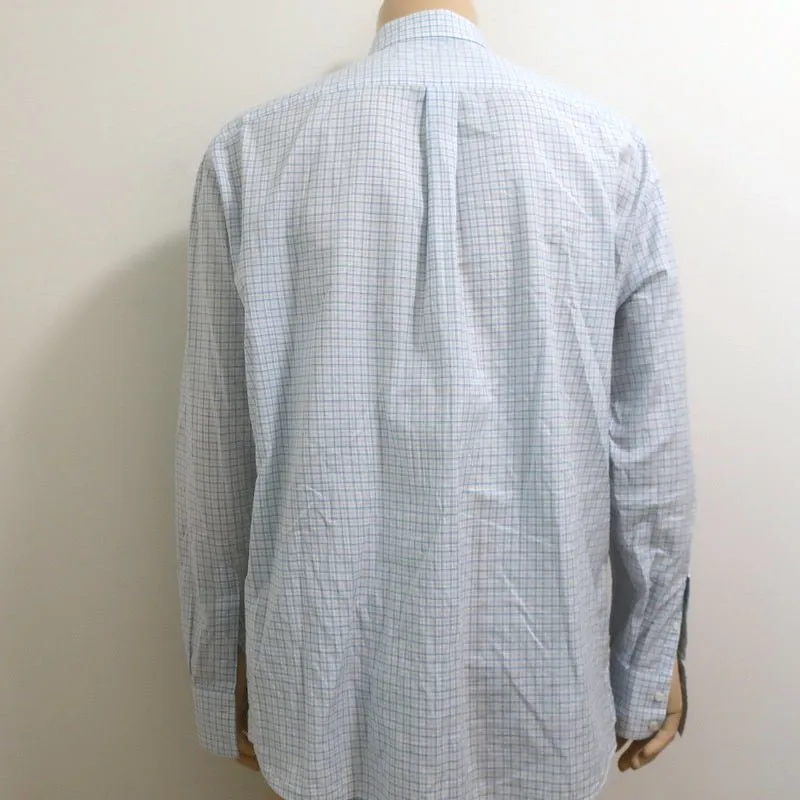 Brunello Cucinelli Shirt Light Blue Checked Cotton-Linen Size Extra Extra Large