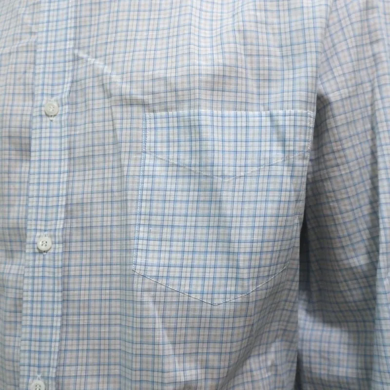 Brunello Cucinelli Shirt Light Blue Checked Cotton-Linen Size Extra Extra Large