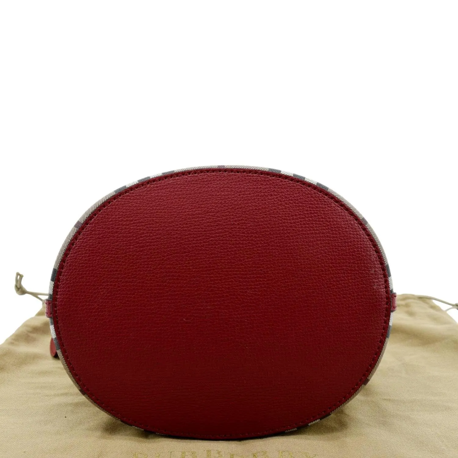 BURBERRY Bucket Haymarket Check Canvas Crossbody Bag Beige