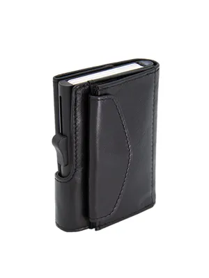 C-Secure XL Italian Leather Wallet with Coin Pouch RFID Nero Black