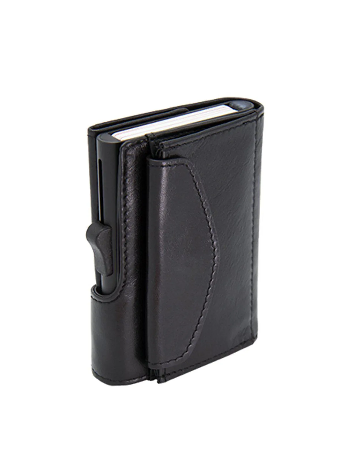 C-Secure XL Italian Leather Wallet with Coin Pouch RFID Nero Black