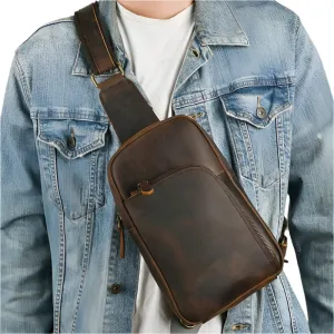 Casual Leather Chest Bag Retro Men's Crossbody Outdoor Sling Bag