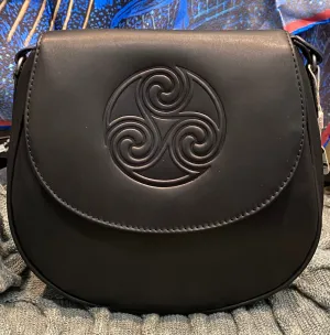 Celtic Knot Leather Saddle Bag ~ Black