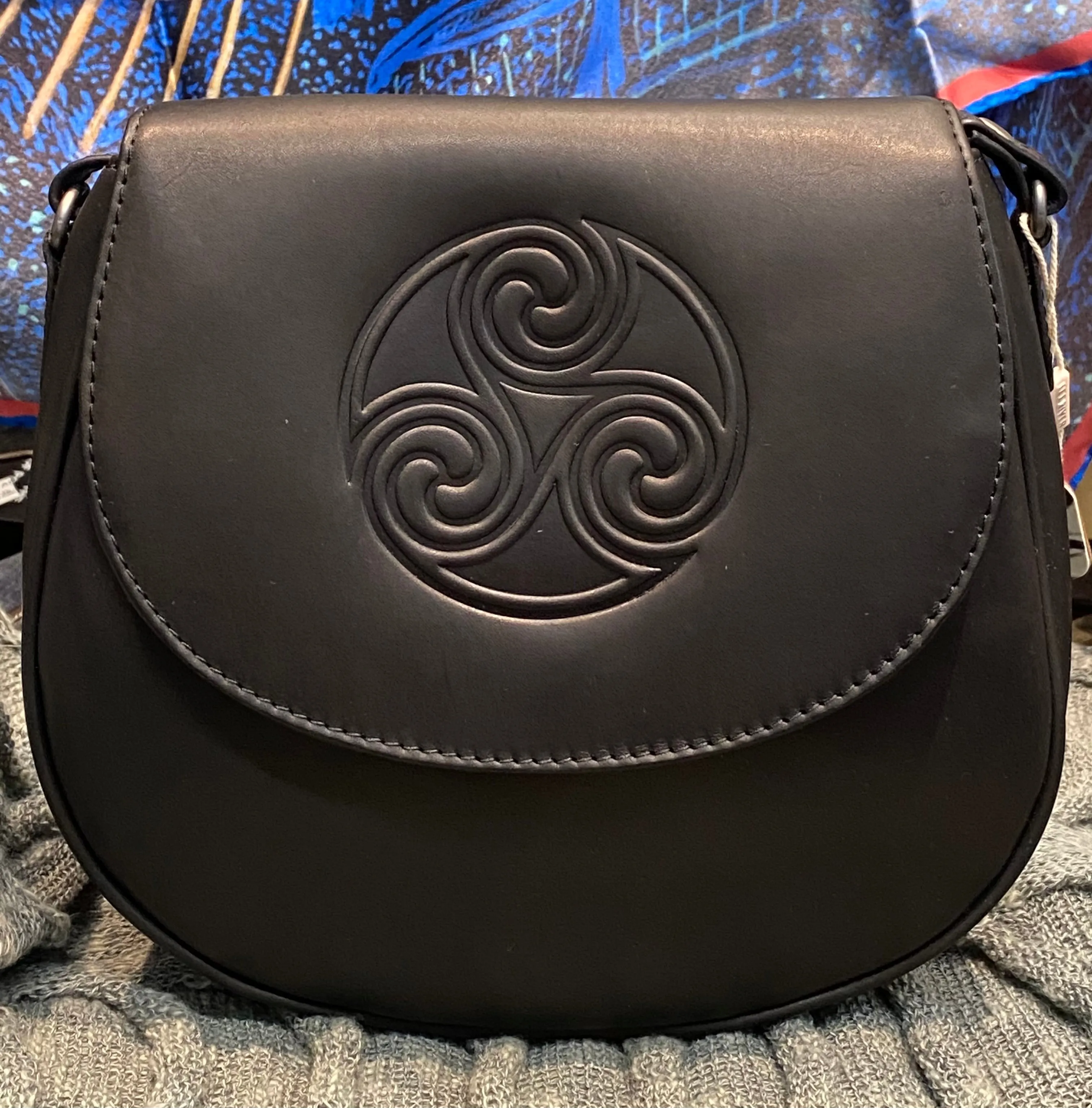 Celtic Knot Leather Saddle Bag ~ Black
