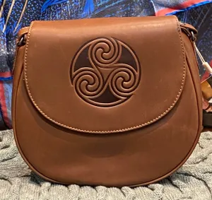 Celtic Knot Leather Saddle Bag ~ Brown