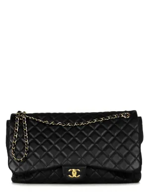 Chanel Black Leather Quilted XXL Airlines Flap Bag