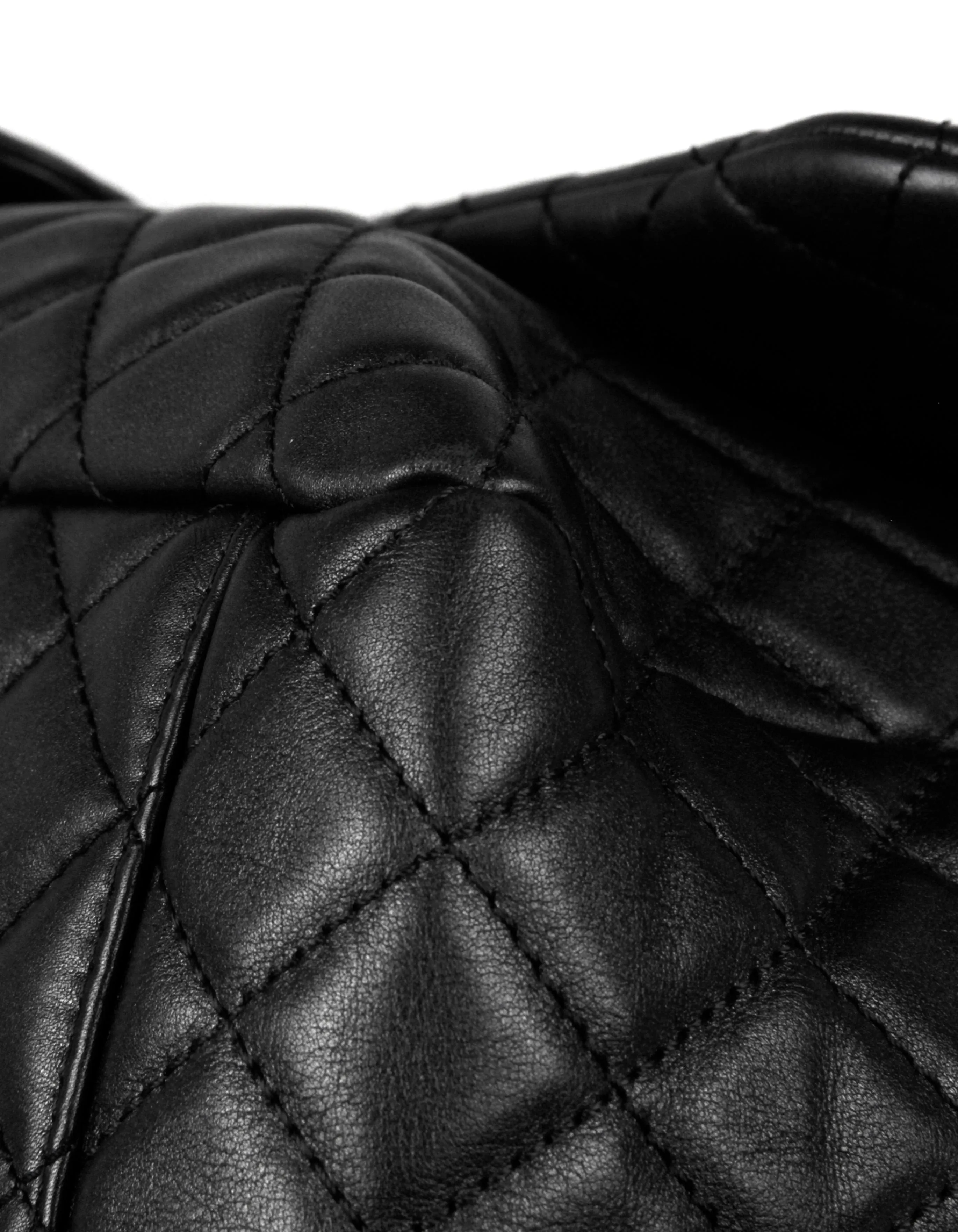 Chanel Black Leather Quilted XXL Airlines Flap Bag