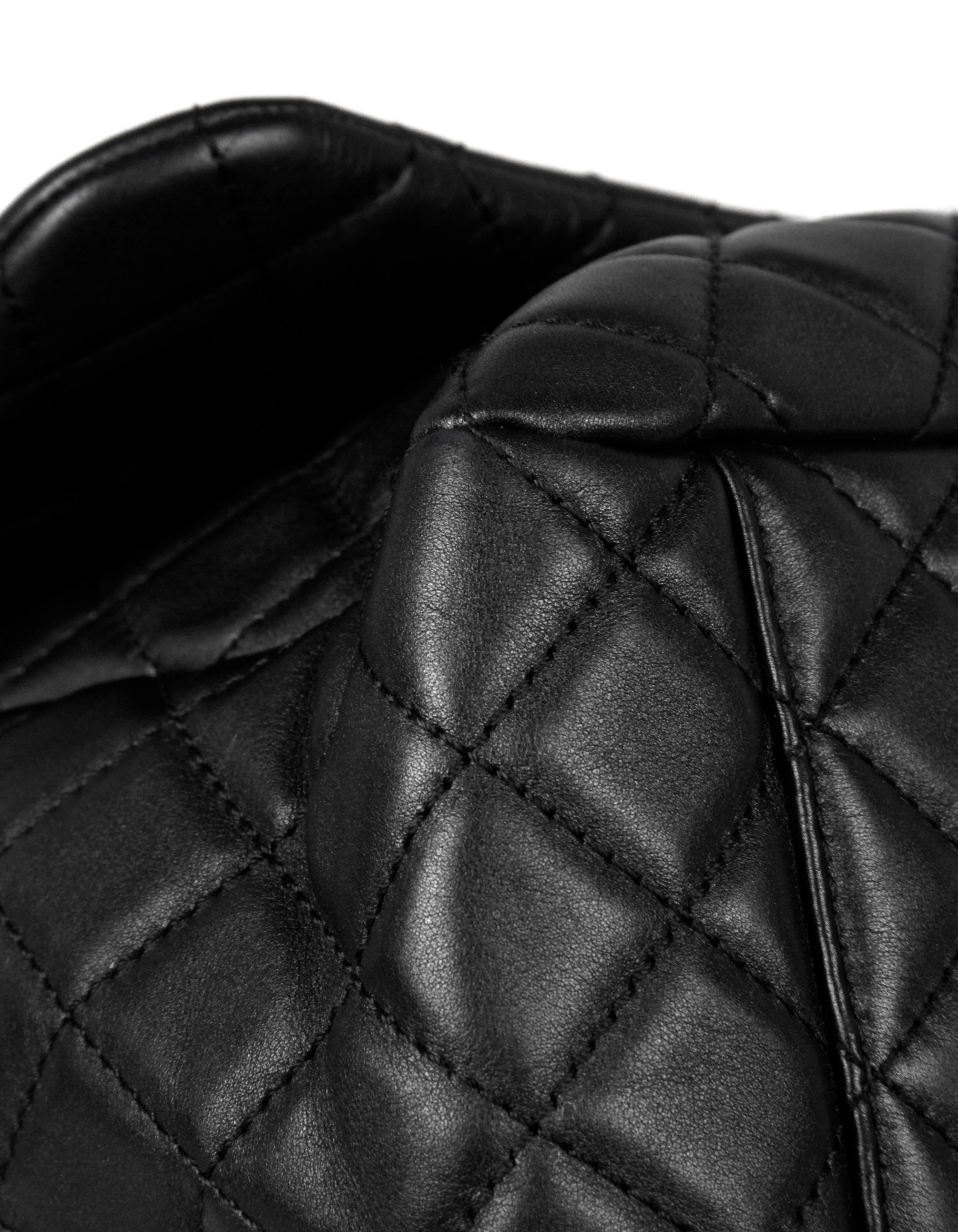 Chanel Black Leather Quilted XXL Airlines Flap Bag