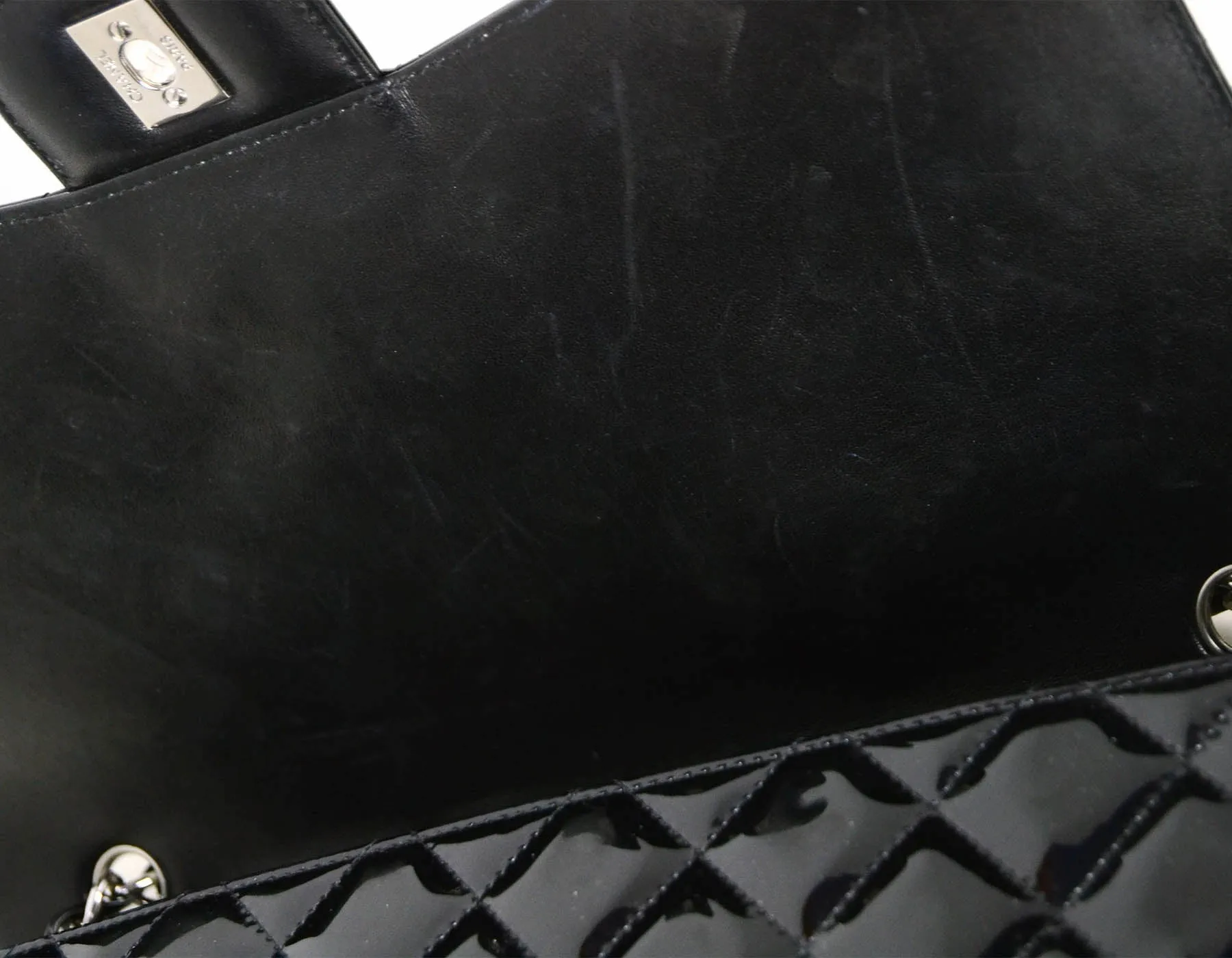 Chanel Black Patent Leather Quilted Single Flap Maxi Classic Bag
